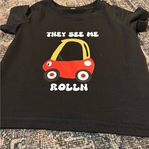 Kids Black T-Shirt with Red Car Design